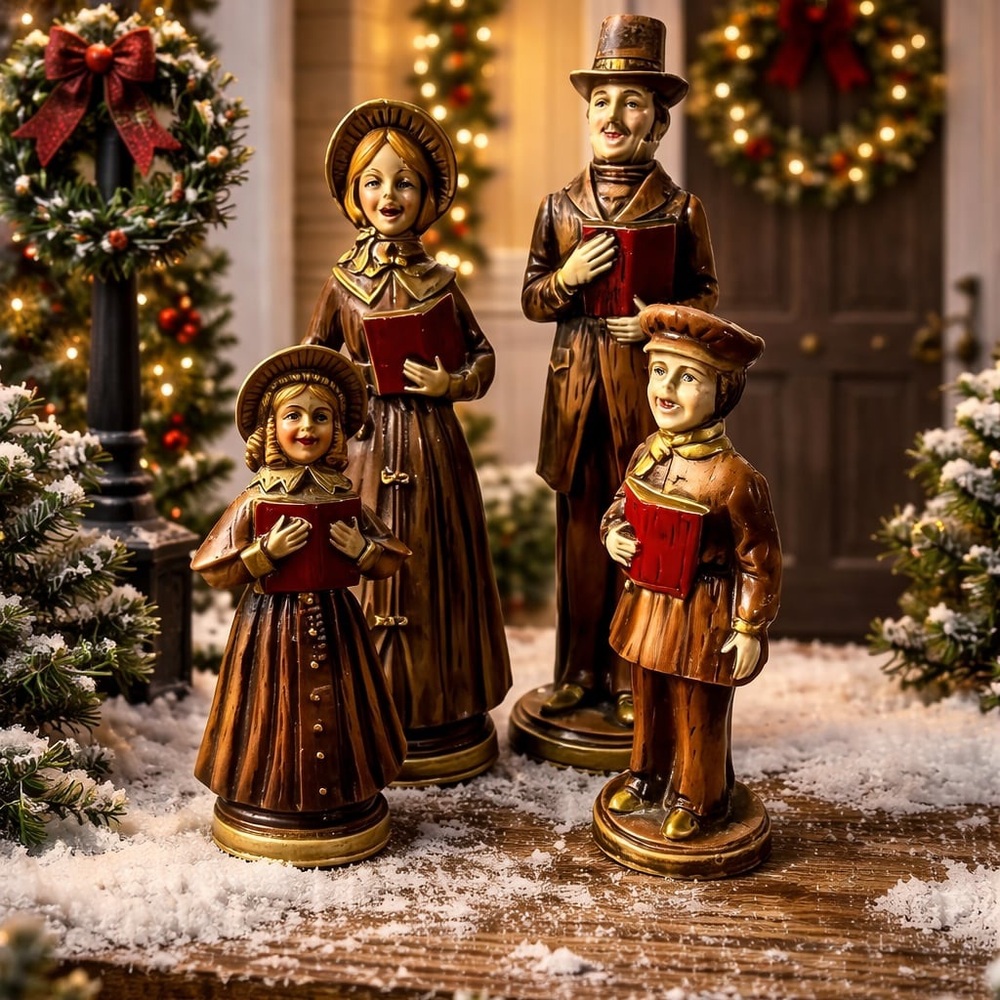 Rare Vintage Dickensian Christmas Caroler Family Set
